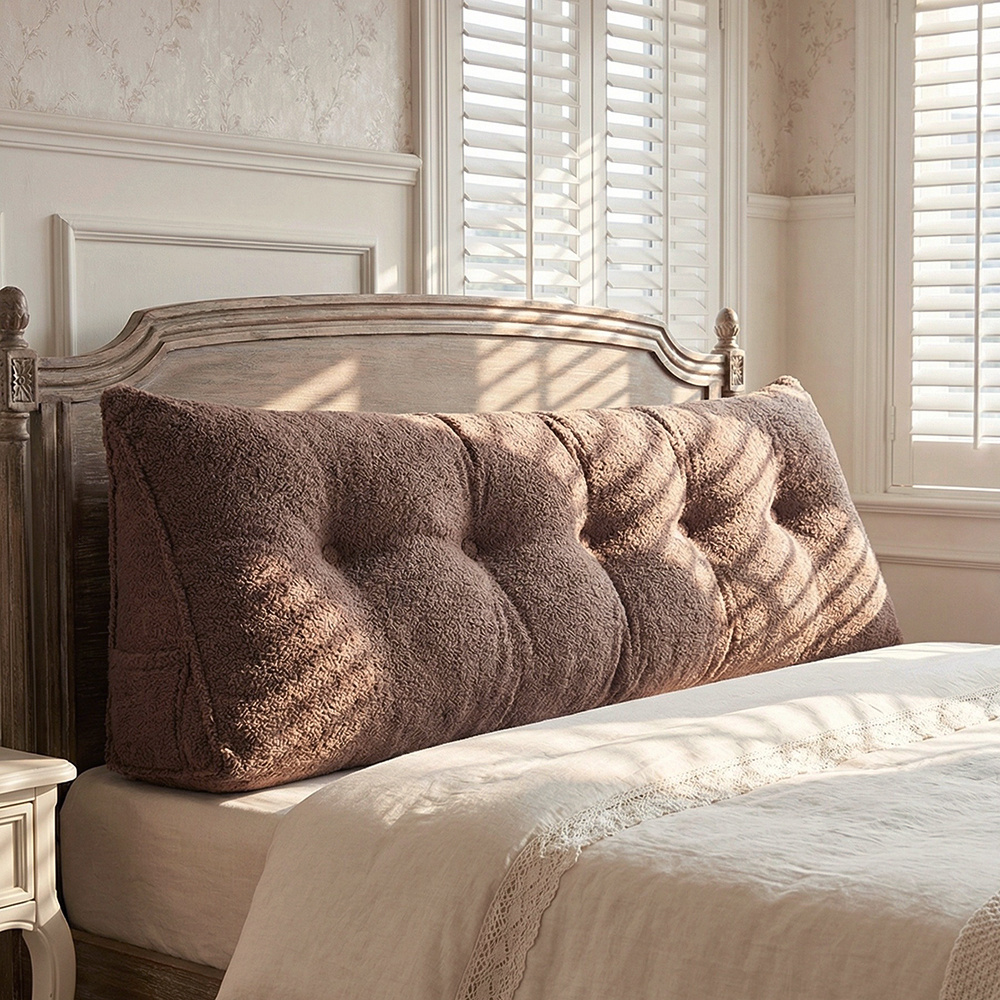 Oversized Teddy Velvet Bed Wedge Pillow for Back Support