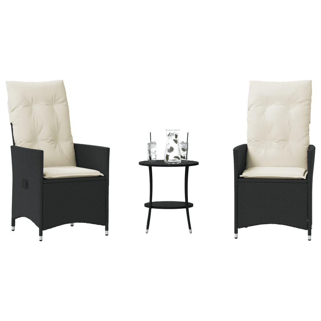 Vidaxl Bistro Set Balcony Seating Set Garden Furniture 3-piece Poly Rattan Set
