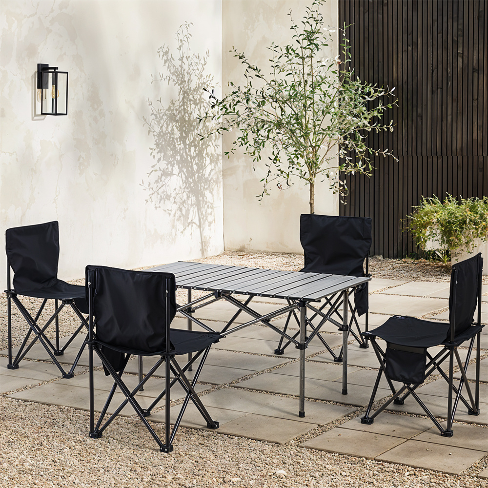 Rectangle Outdoor Table with 4 Chairs Set
