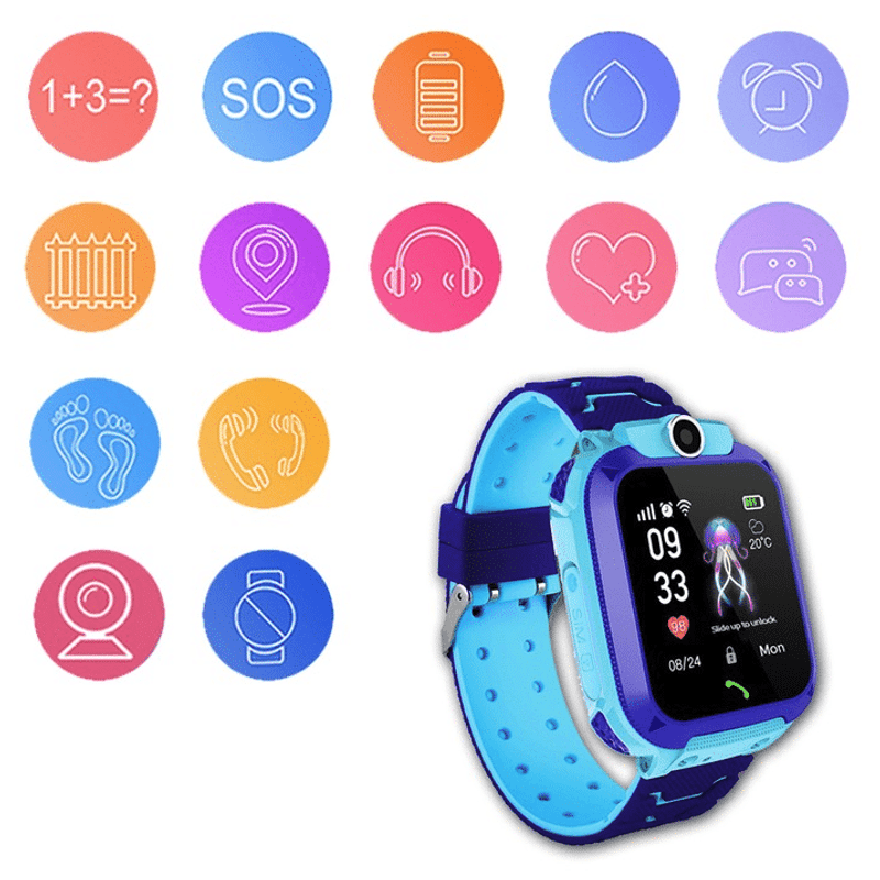 Ceas smartwatch copii , Rezistent la apa, 1.4 inch, apel video, blocare apel, monitorizare spion, Albastru