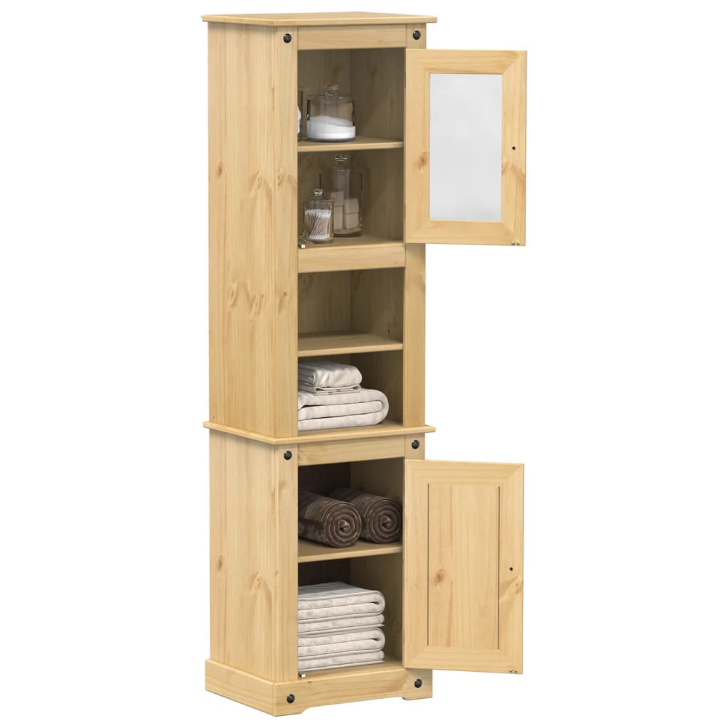 Image of Vidaxl Bathroom Cabinet, Bathroom Cabinet With Storage Metal Handles, Tall Cabinet For Bathroom, Bathroom Furniture Side Cabinet, Solid Pine Wood
