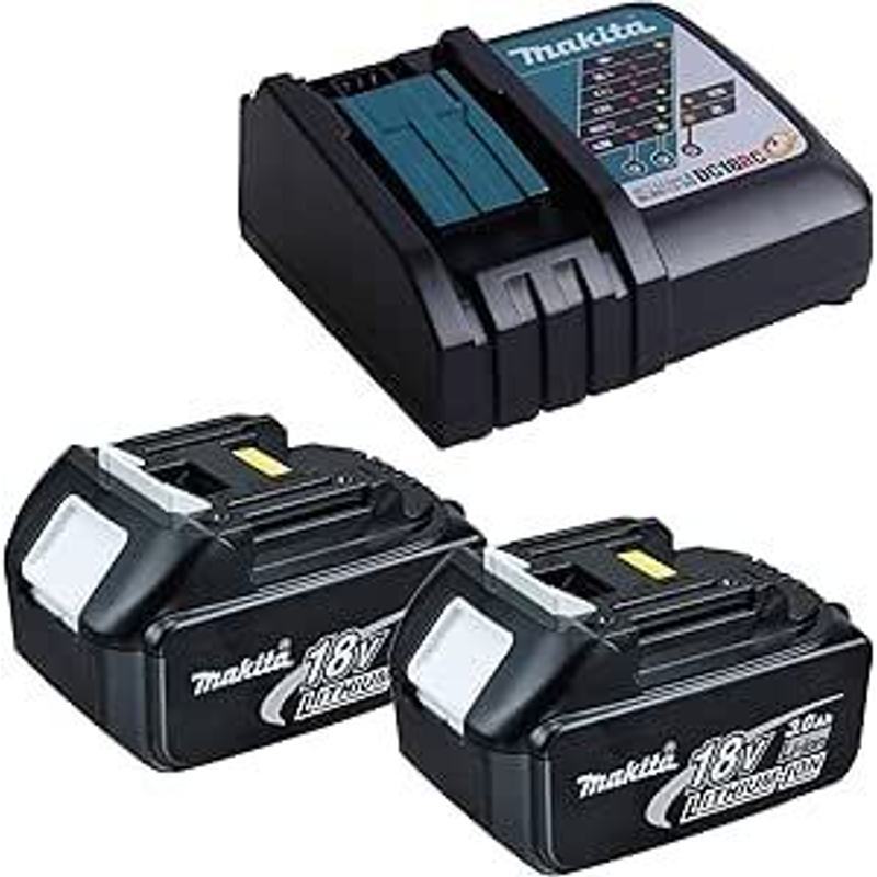 Image of Makita Power Source Kit With 2x Battery Bl1830b 197599-5 18.0v 3ah + 1x Makita Charger Dc18rc 195584-2