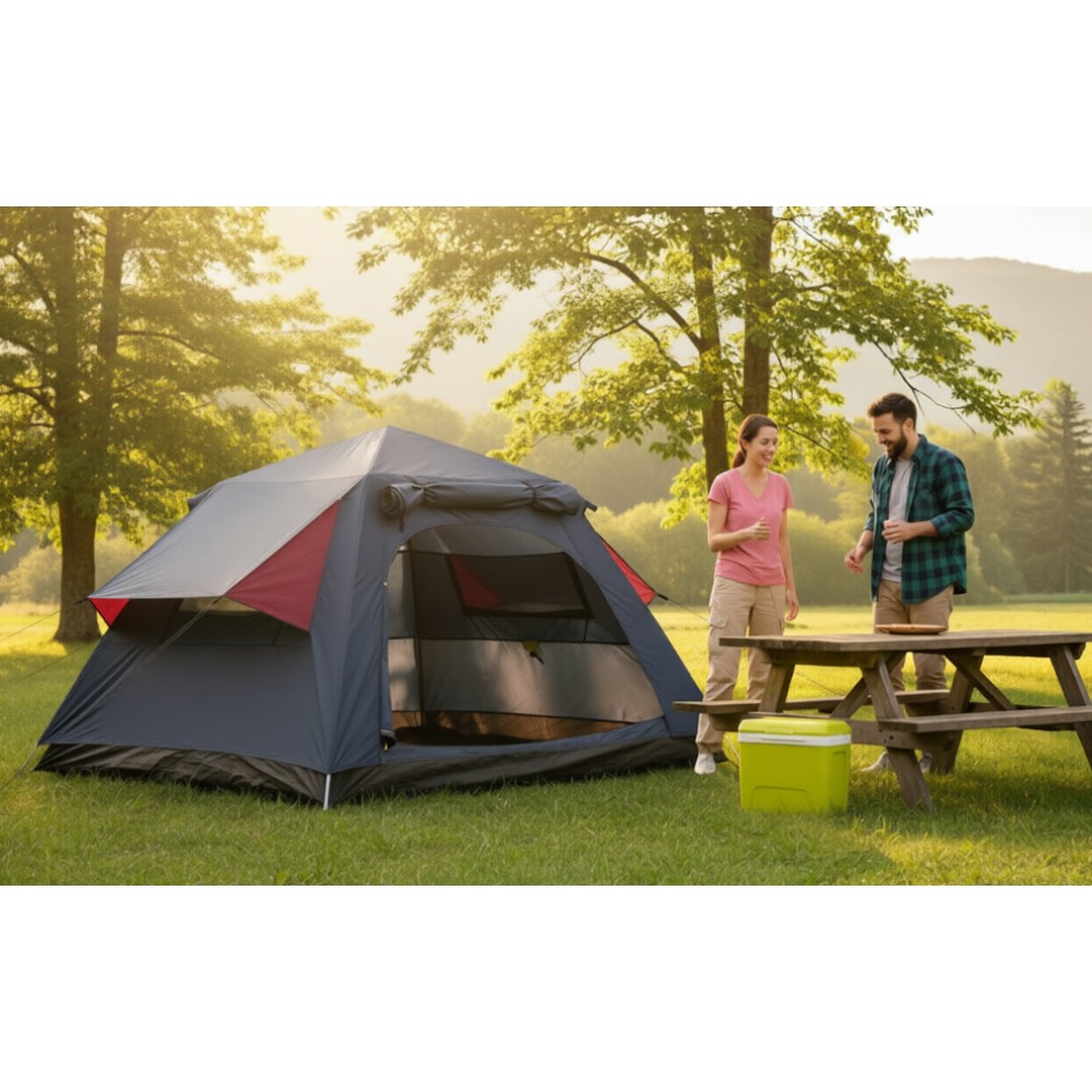 TEMU 3-person Easy-setup Tent – ​​ Automatic Camping Tent With Wind-resistant Design; Ideal For , Picnics, , Music Festivals, And Beach Trips.