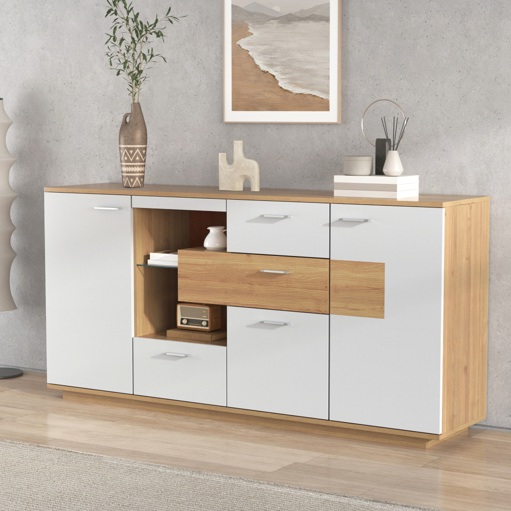 Image of 160x40x77cm, Multifunctional Storage Sideboard | High-quality | Elegant Dining Room & Living Room Furniture