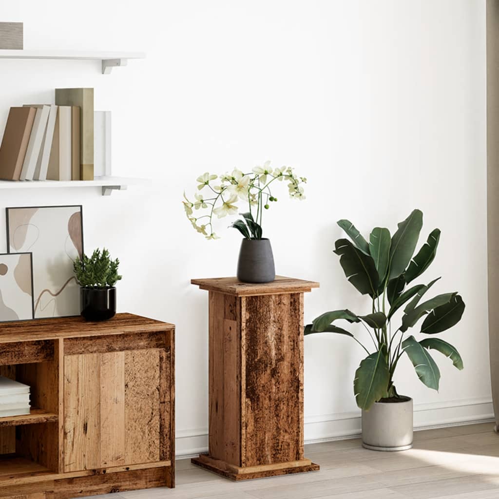 Image of Vidaxl Pedestal, Flower Stand With Storage Space, Decorative Column Base For Living Room, Flower Column Pedestal Base Decor, Wood-look Material