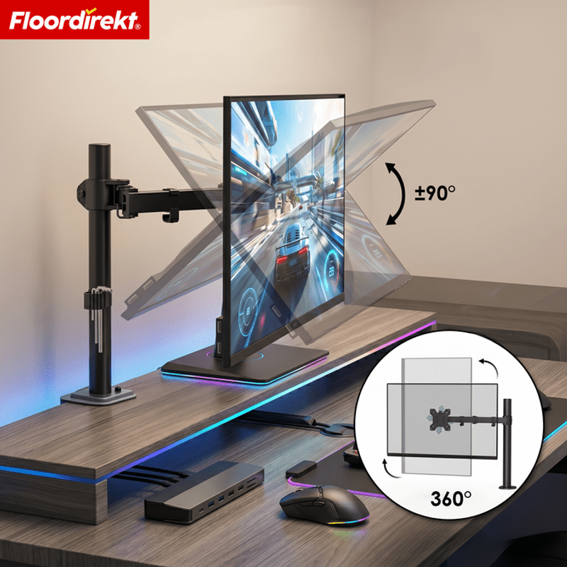 TEMU Black Monitor Arm For 1 Monitors – Height-adjustable Monitor Mount With Table Clamp & Cable Management – Vesa /100x100 For Office, Home Office &