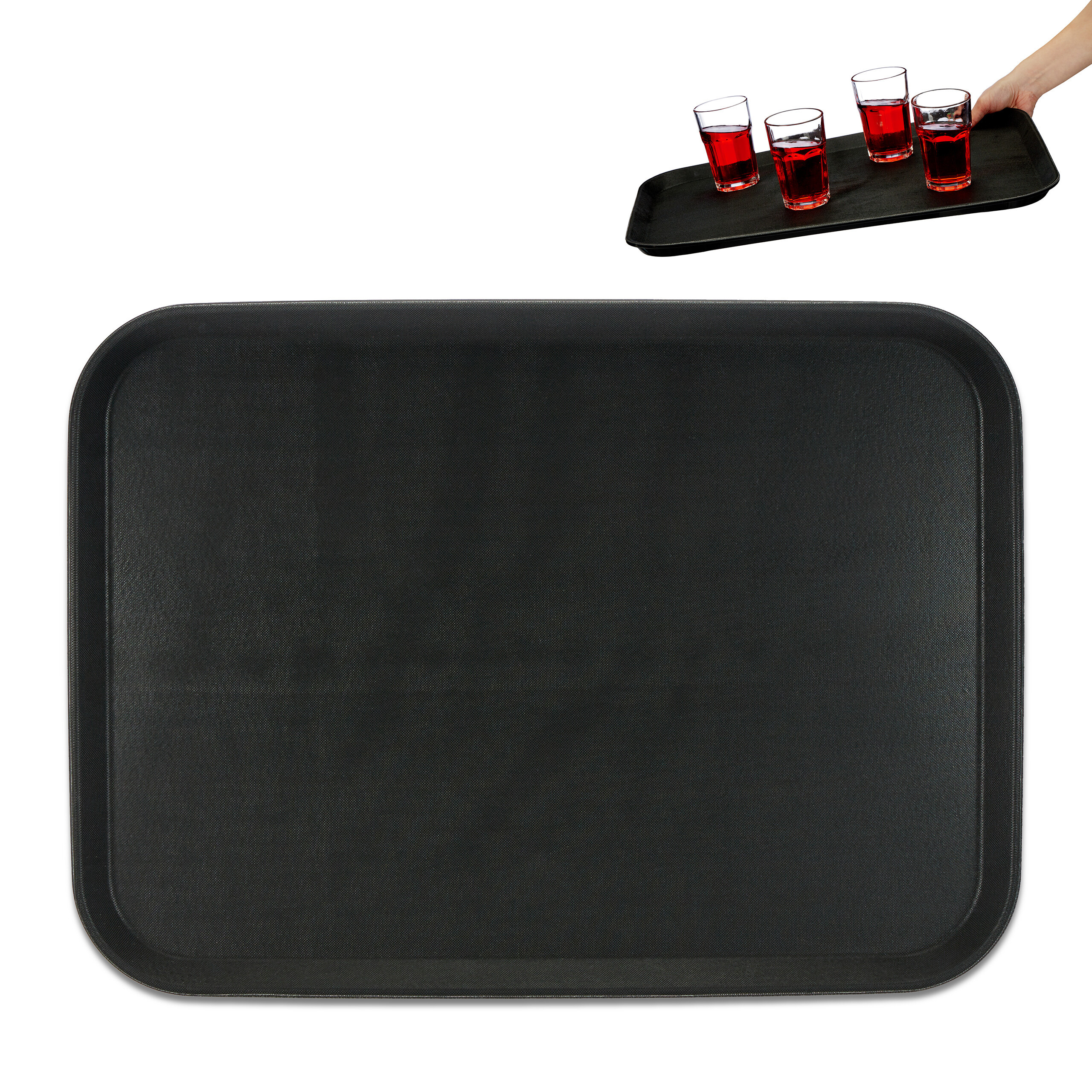 E-shop Serviertablett in Schwarz - (B)56 x (T)41 cm