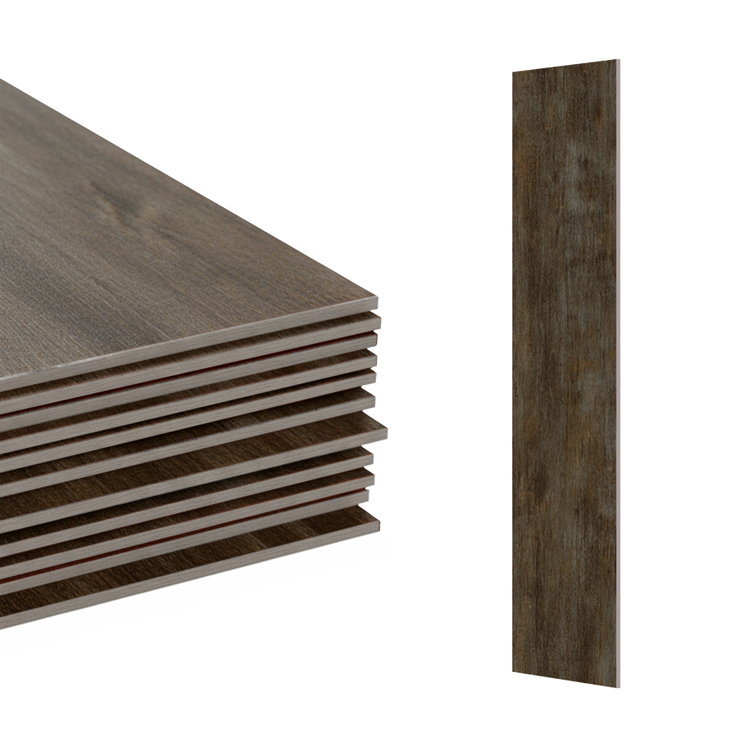 18 X Pvc Flooring "wood Look" In Dark Brown - 2.5 M²