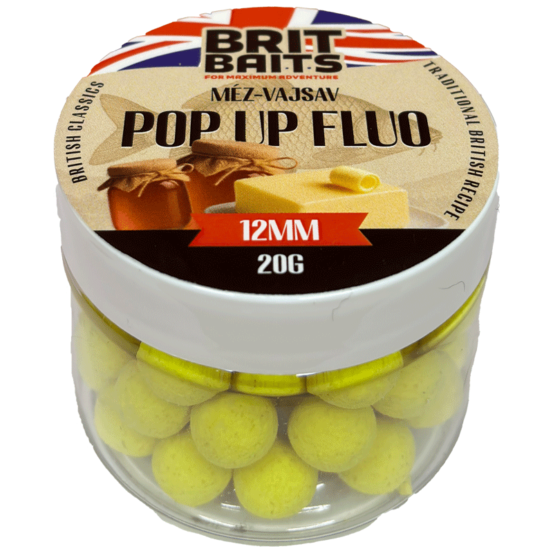 Image of Britbaits Pop Up Fluorescent Honey-butyric Acid 12 Mm