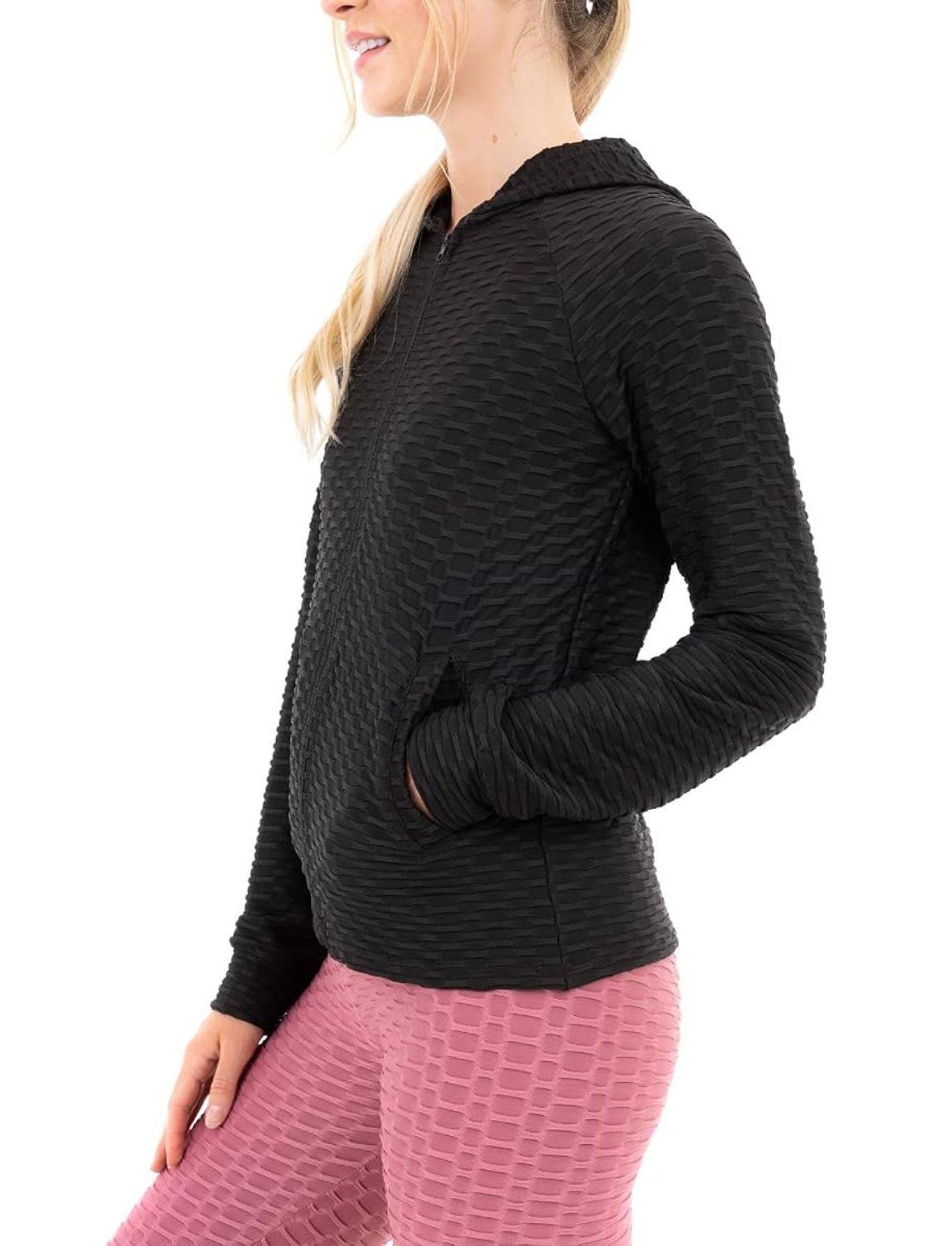 M17 Women's Solid Honeycomb Full-Zip Sports Jacket, Stretchy Activewear