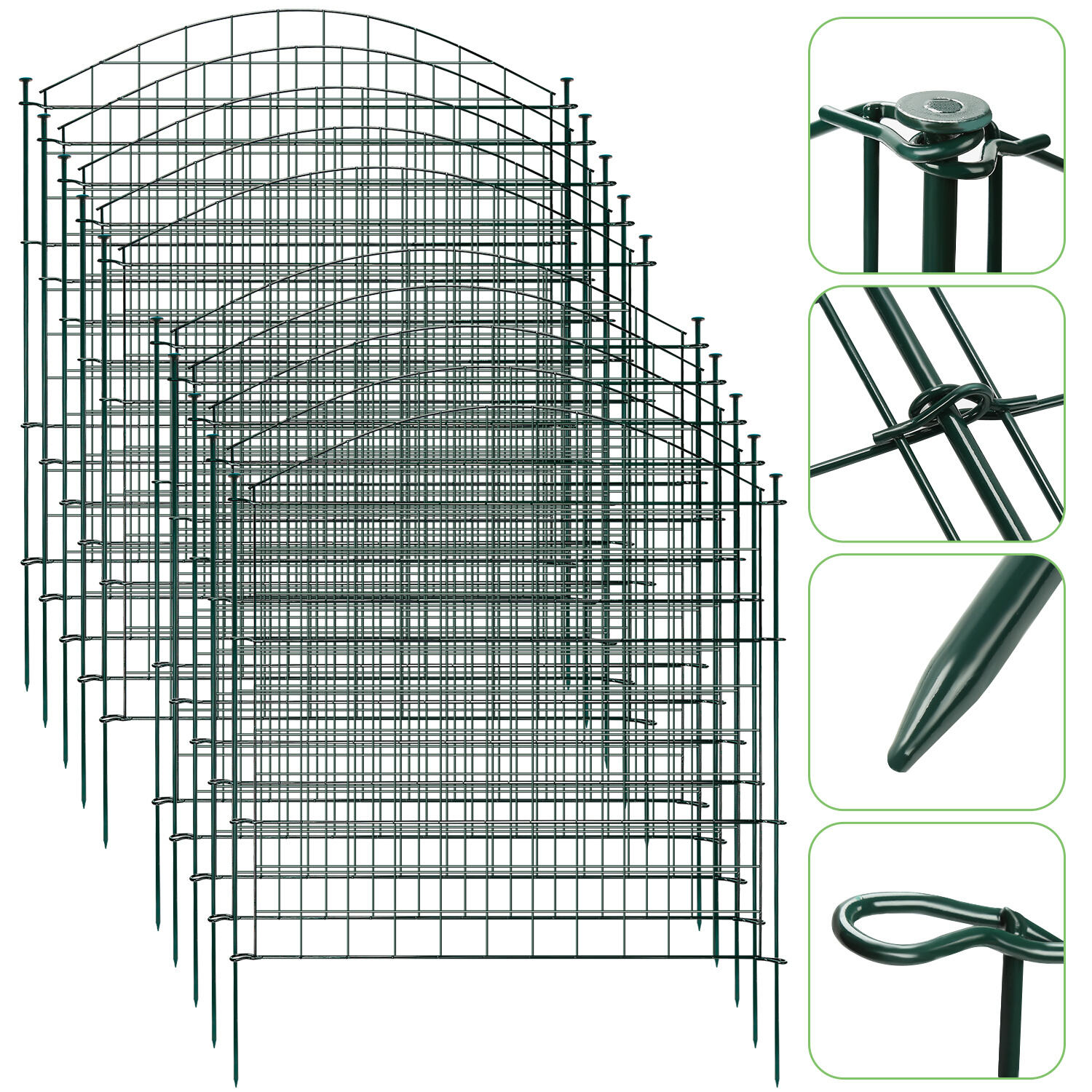 Artikelbild 5x teich    picket  draht    teichschutz  tierumzäunung garten   elemente spiel  garten weide    tor grün   metall  garten drahtbaum schutz  set