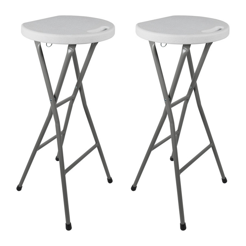 TEMU Tabourets haut pliant X2 - Hauteur 80cm - Tabouret de bar pliant - Tabouret mange - Siège résine Structure Acier