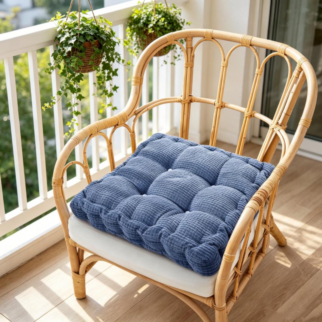 TEMU 1pc Corn Grain Square Thick Cushion - Blue, Anti-slip Soft Cushion, Seat Cushion, Suitable For Office And Study, Size 40 * 40cm