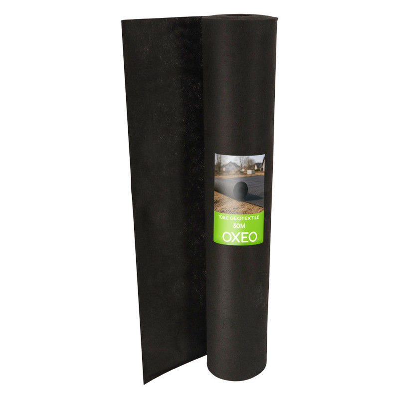 TEMU Toile géotextile longueur 30Mx1M noir - 150 g/m² - Indéchirable - Anti-Mauvaises Herbes - Paillage, systèmes de Drainage