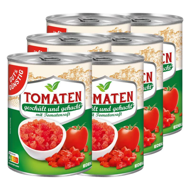 6x Good&cheap Peeled And Chopped Tomatoes With Tomato Juice 400g (6x400g)