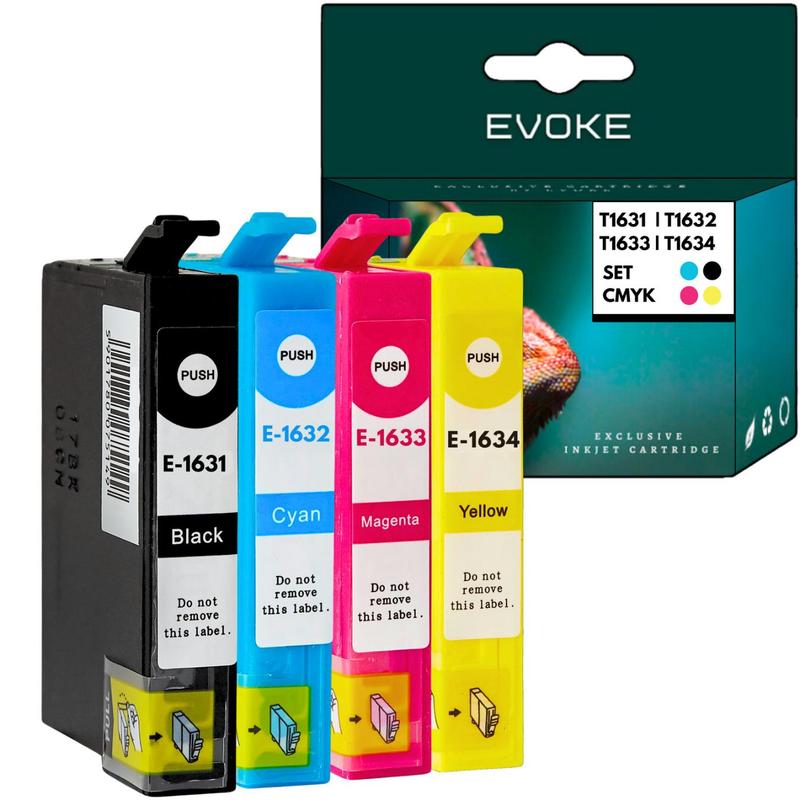 Image of Compatible Ink Cartridges T1631, T1632, T1633, T1634 16xl, Set Of 4 Cmyk Cartridges, 60 Ml, 3700 Pages, , For Workforce Wf-2010w, 2510wf, 2520nf, 2530wf, 2540wf, 2630wf, 2650dwf, 2660dwf, 2750dwf