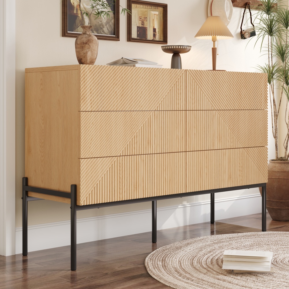 Image of Geometric Dresser Wood Colors | 6 Drawers | 3d Diagonal Structure | Modern & Artistic