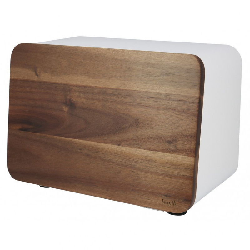 Steel Bread Box With Acacia Lid - Husla 73937