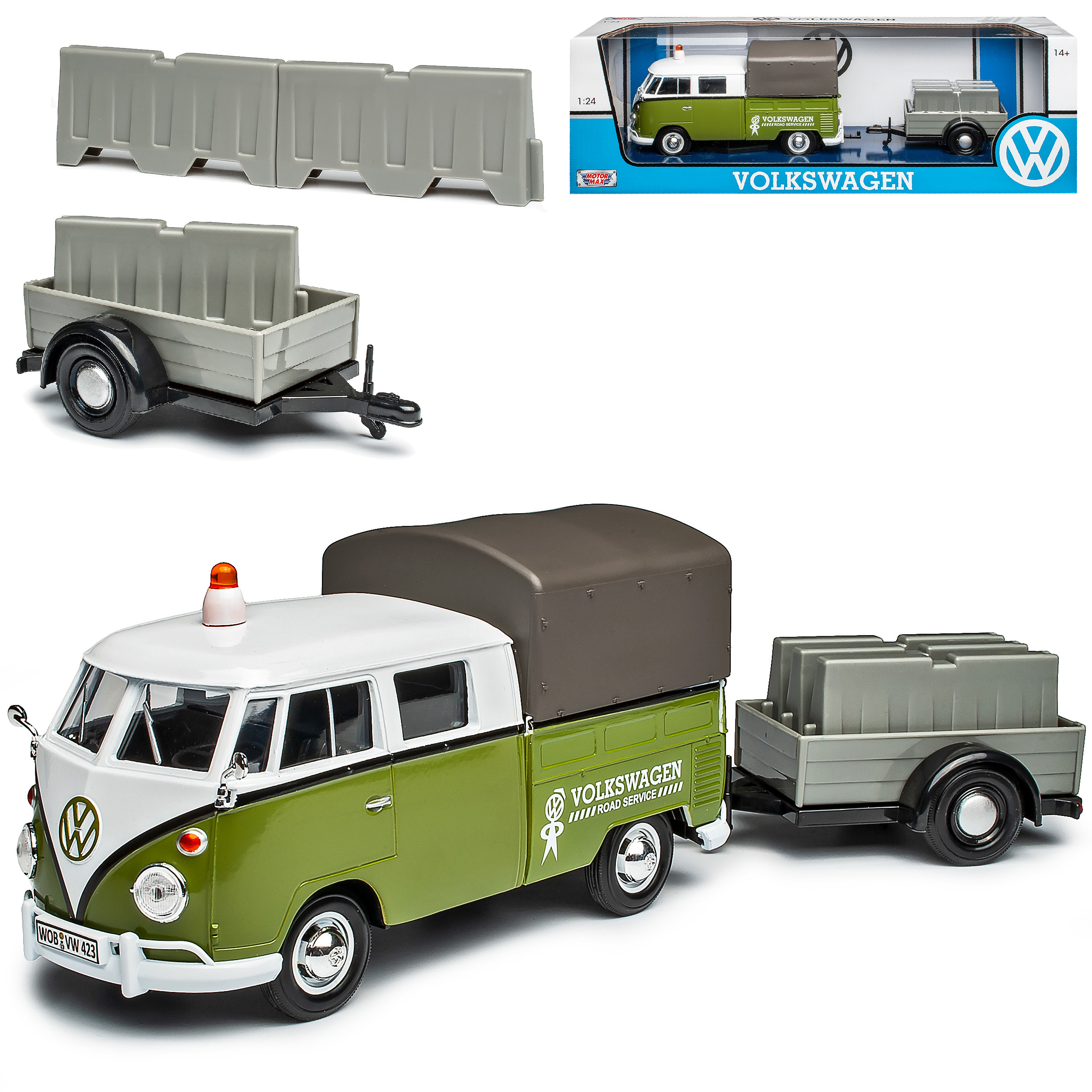 Vw T1 Service With Trailer Bus 1950-1967 1/24 Model Car