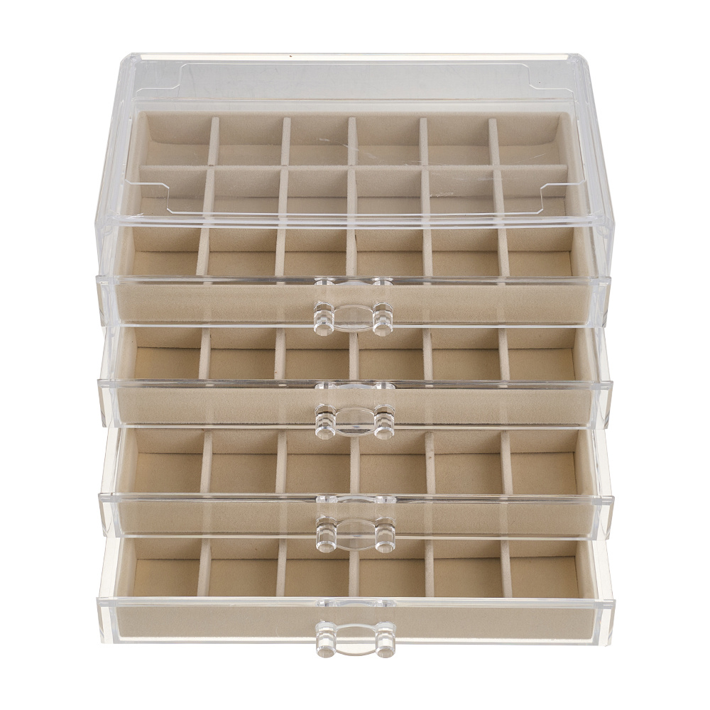 Adjustable 4-Drawer Jewelry Organizer Box, Clear Acrylic