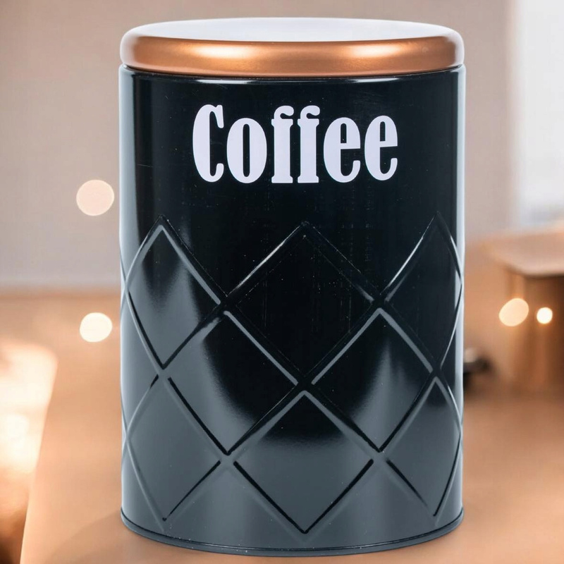 TEMU Black Metal Coffee Canister For Bulk Products
