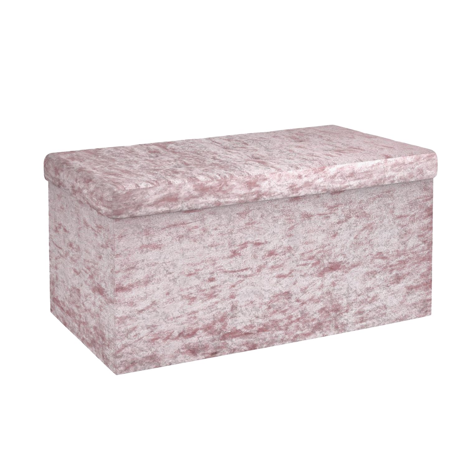 E-shop Intirilife Faltbare Sitzbank 76x38x38cm Sitzhocker Samt Sitzwürfel mit Stauraum und Deckel mit Samtbezug - Sitzcube Fußablage klappbare