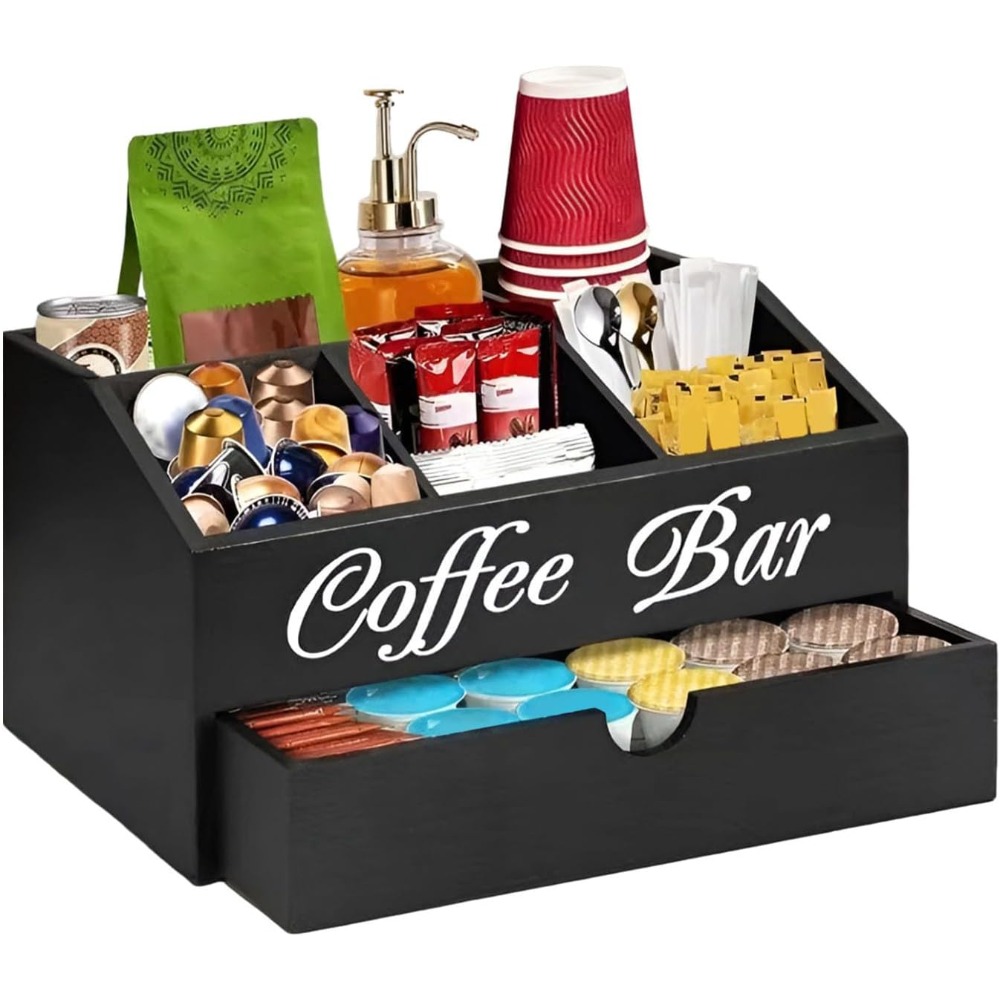 TEMU Coffee Station Counter Organizer - Coffee Basket Holder | Coffee And Tea Condiment Storage Organizer For Coffee Bar