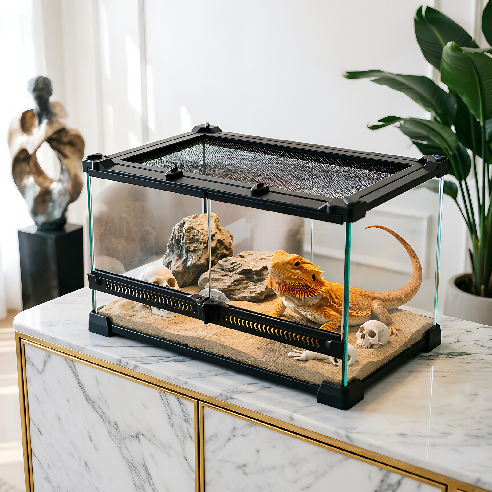 Desktop Rainforest Vivarium for Reptiles and Indoor Decor