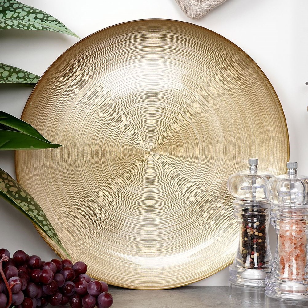 Image of Golden Glass Dinner Plate, 32.5 Cm