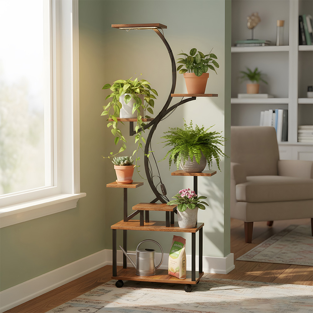 TEMU 1 Pc Indoor Multi-level Tall Plant Shelf - Staircase-like Structure, Indoor Plant Shelves, Multi-level Tall Plant Display Racks, Ladder Racks,