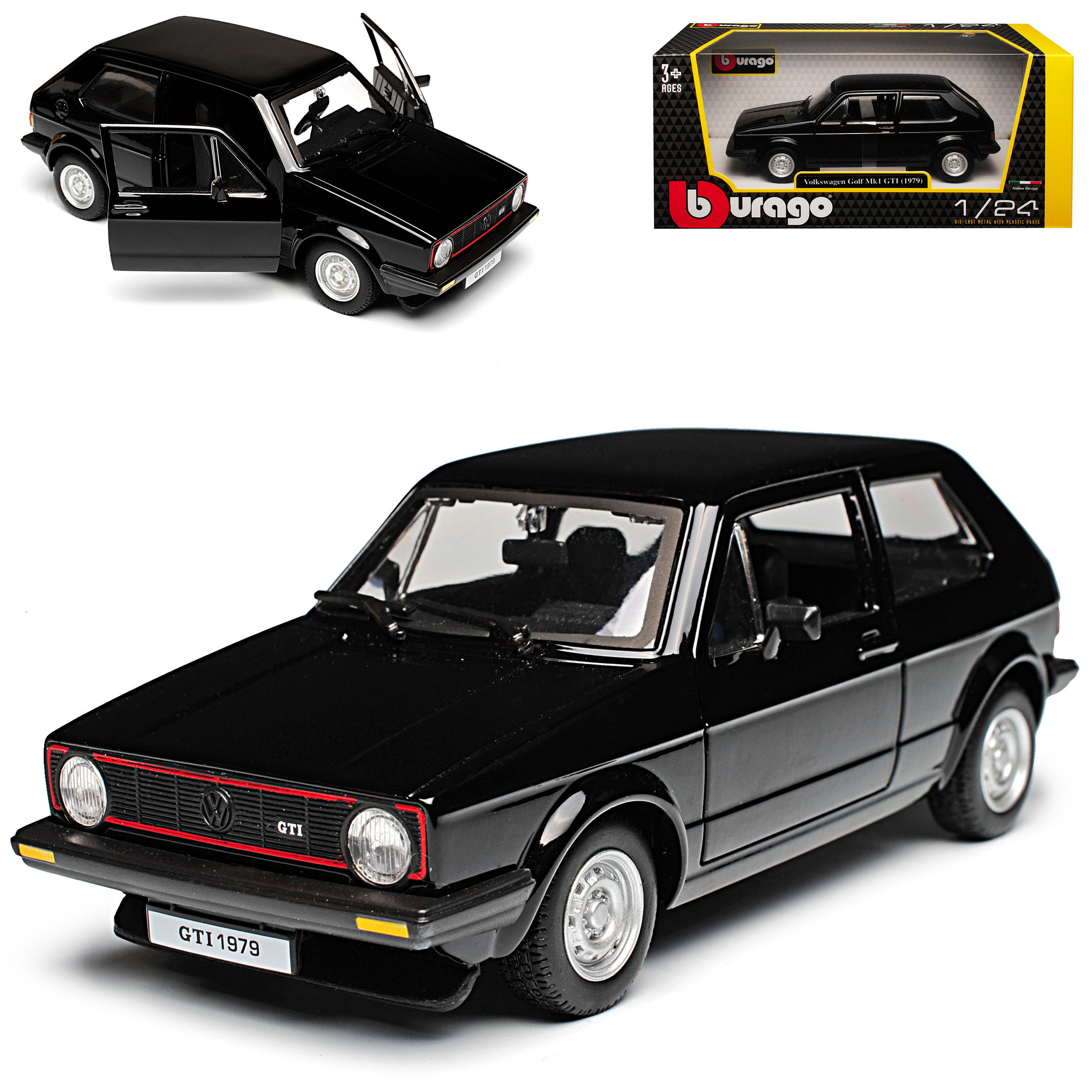 Vw Golf 1 Black 3-door 1974-1983 1/24 Bburago Model Car