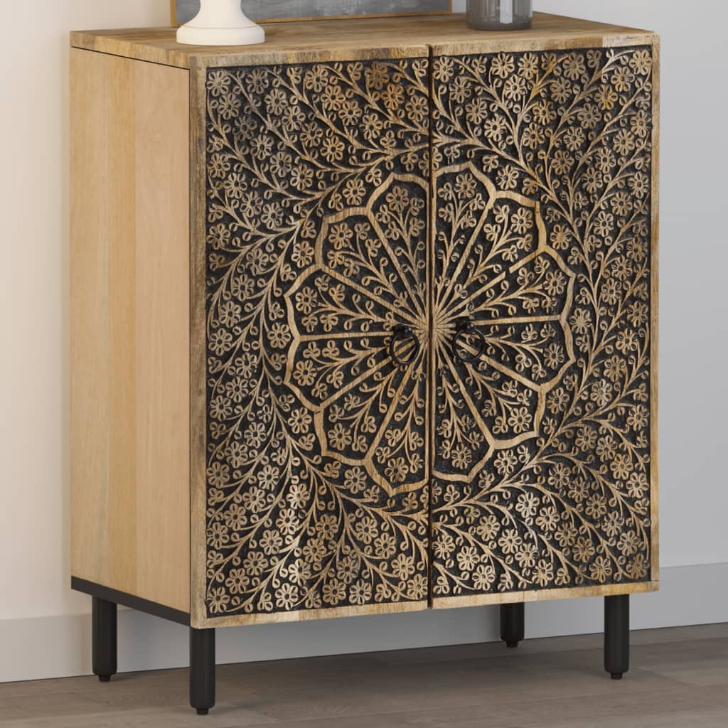 Vidaxl Side Cabinet, Cabinet With Of Storage Space, Sideboard With Iron Legs, Storage Cabinet, Solid Mango Wood