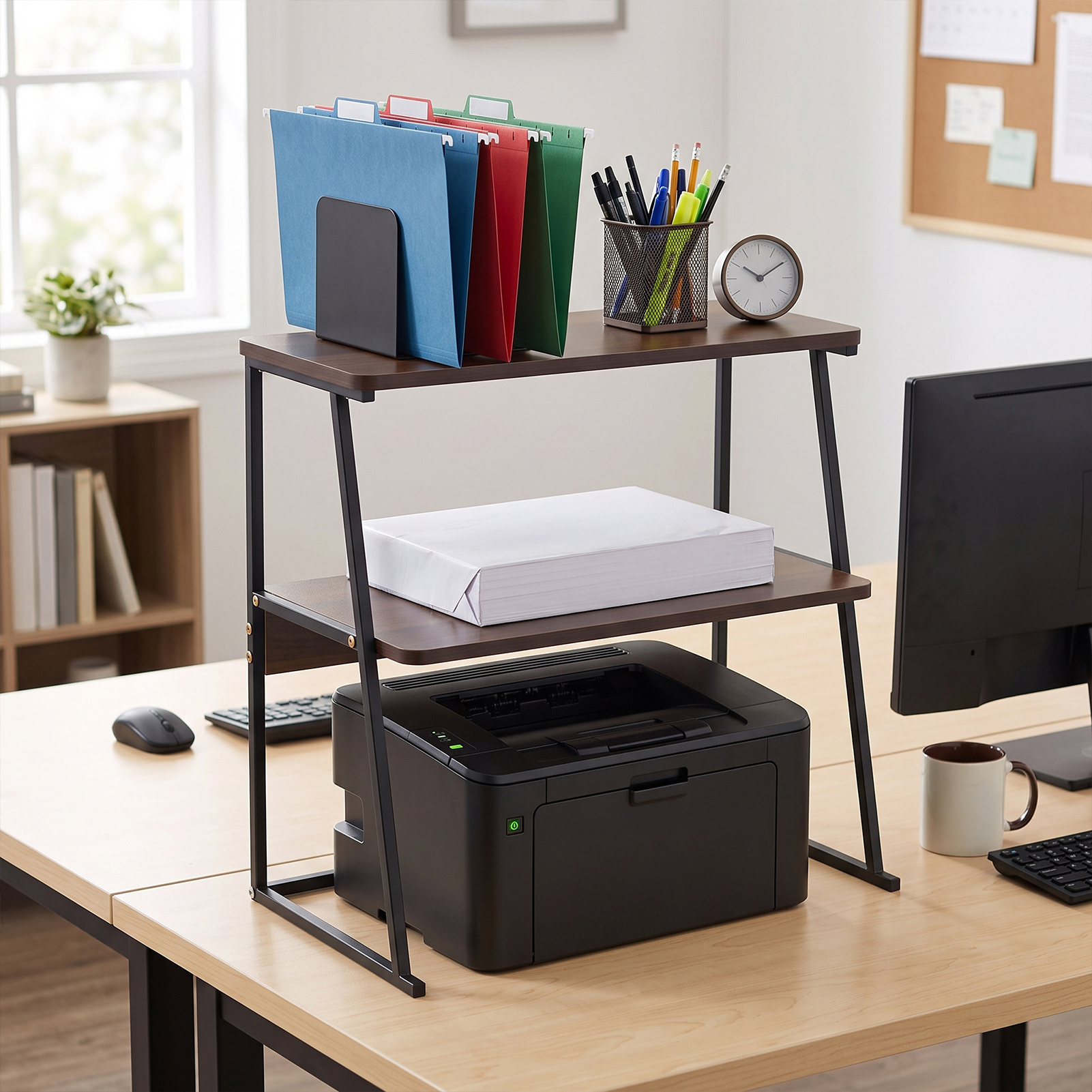 Three-Tier Desktop Storage Rack and Bookshelf