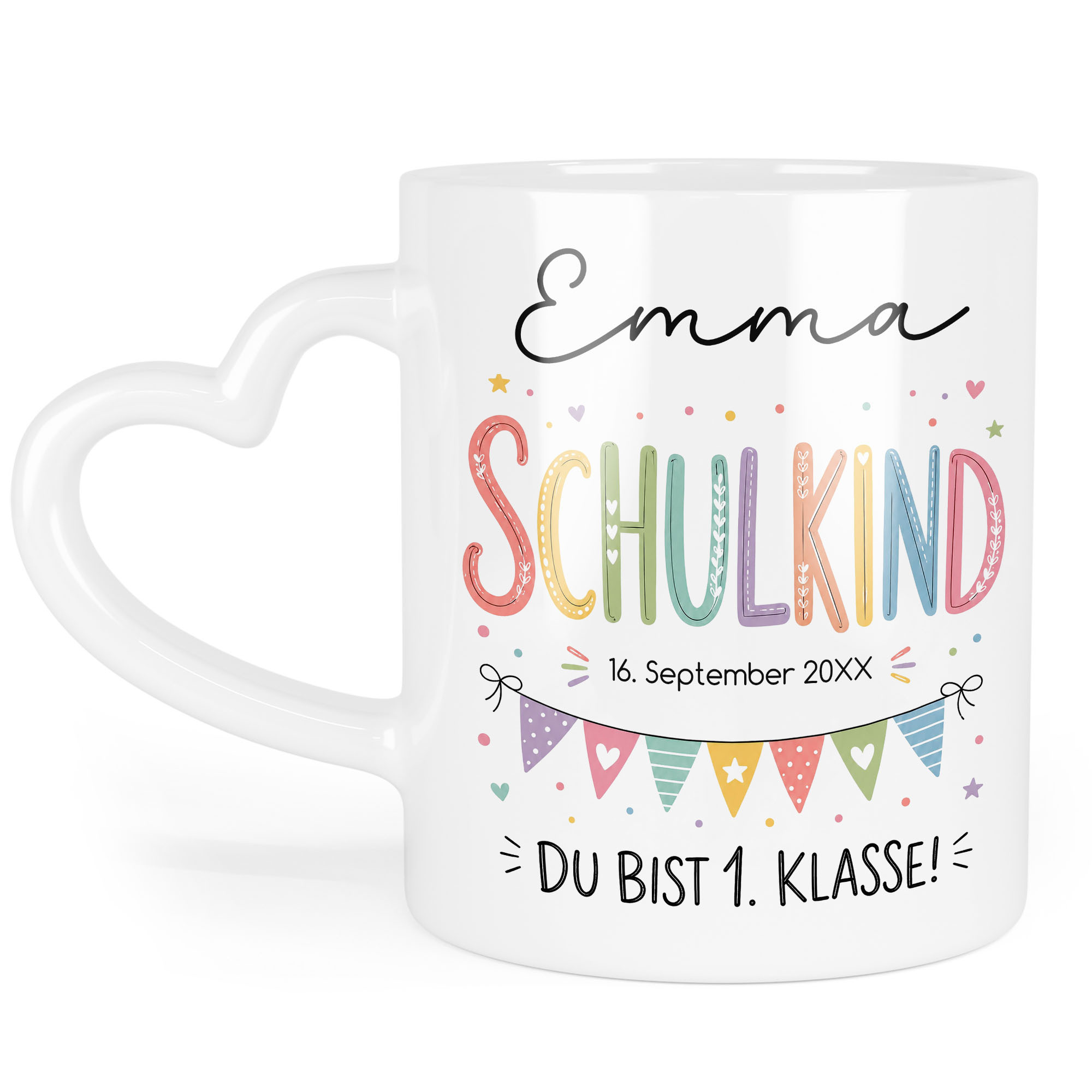 Image of School Child Mug Personalized With Name, First Day Of School Gift For Boys Girls 2026, You're In 1st Grade Congratulations Coffee Mug - Mug With Heart Handle