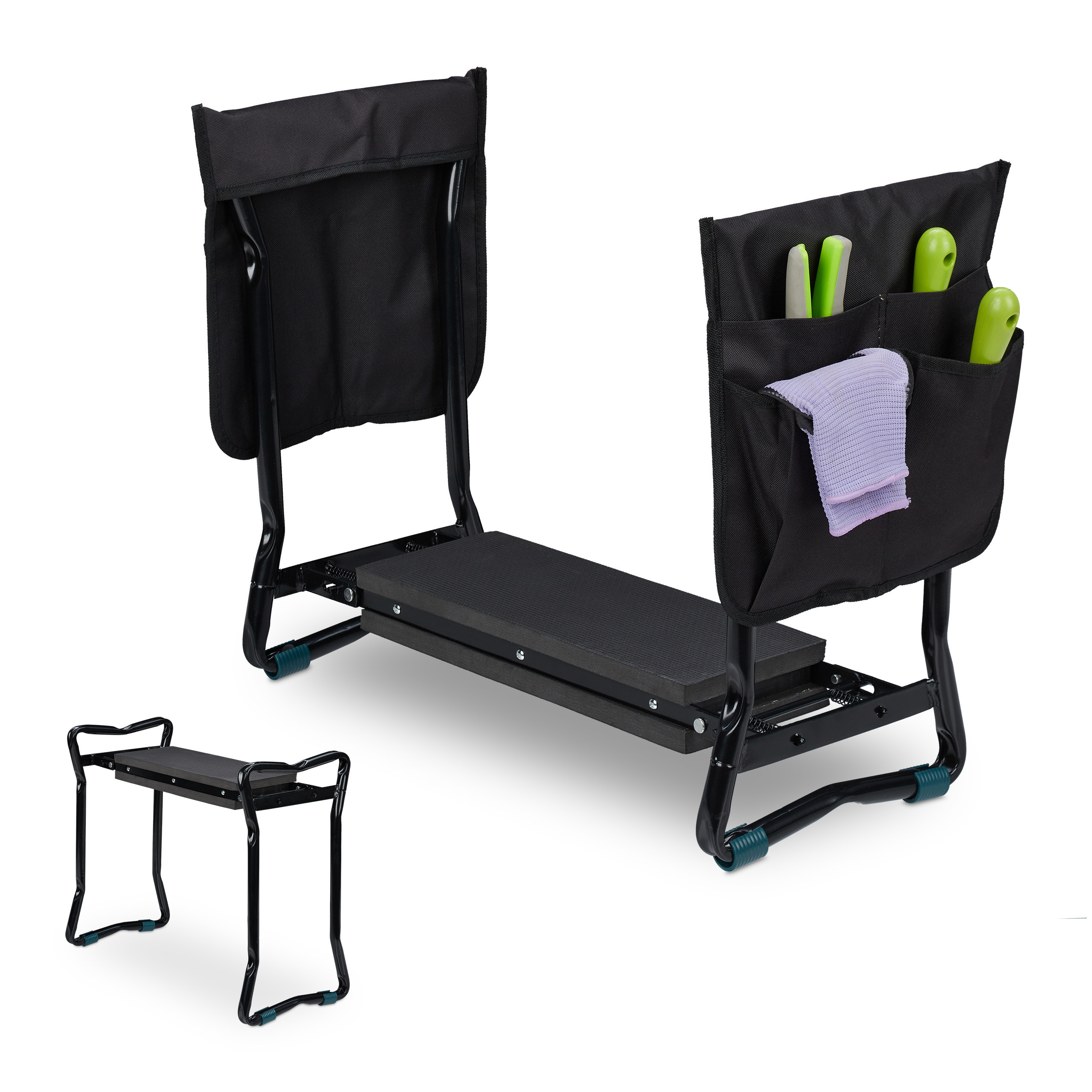 E-shop Kniebank Garten in Schwarz - (B)60 x (H)50 x (T)27.5 cm