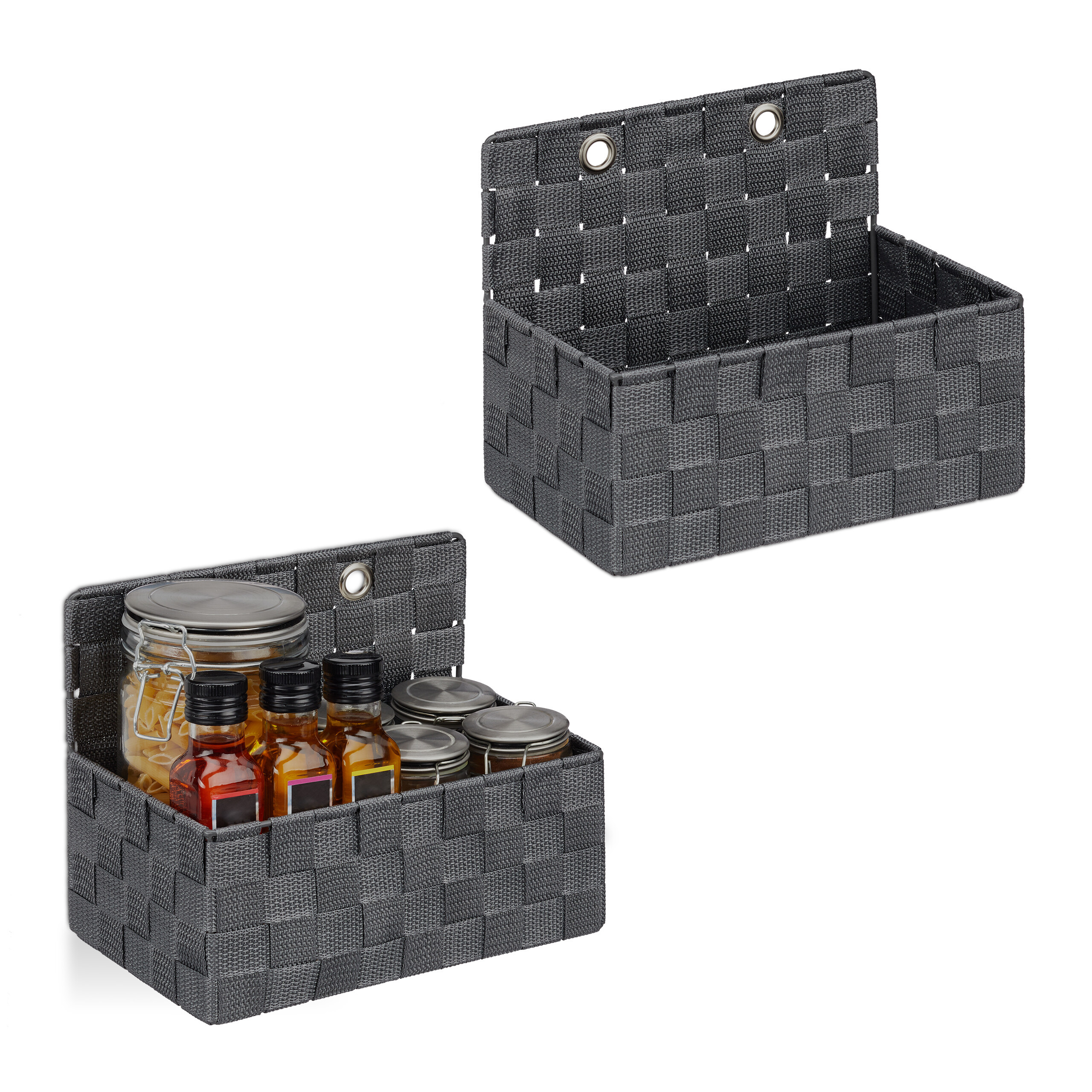2 X Storage Basket In Gray - (w)25 X (h)20 X (d)16.5 Cm