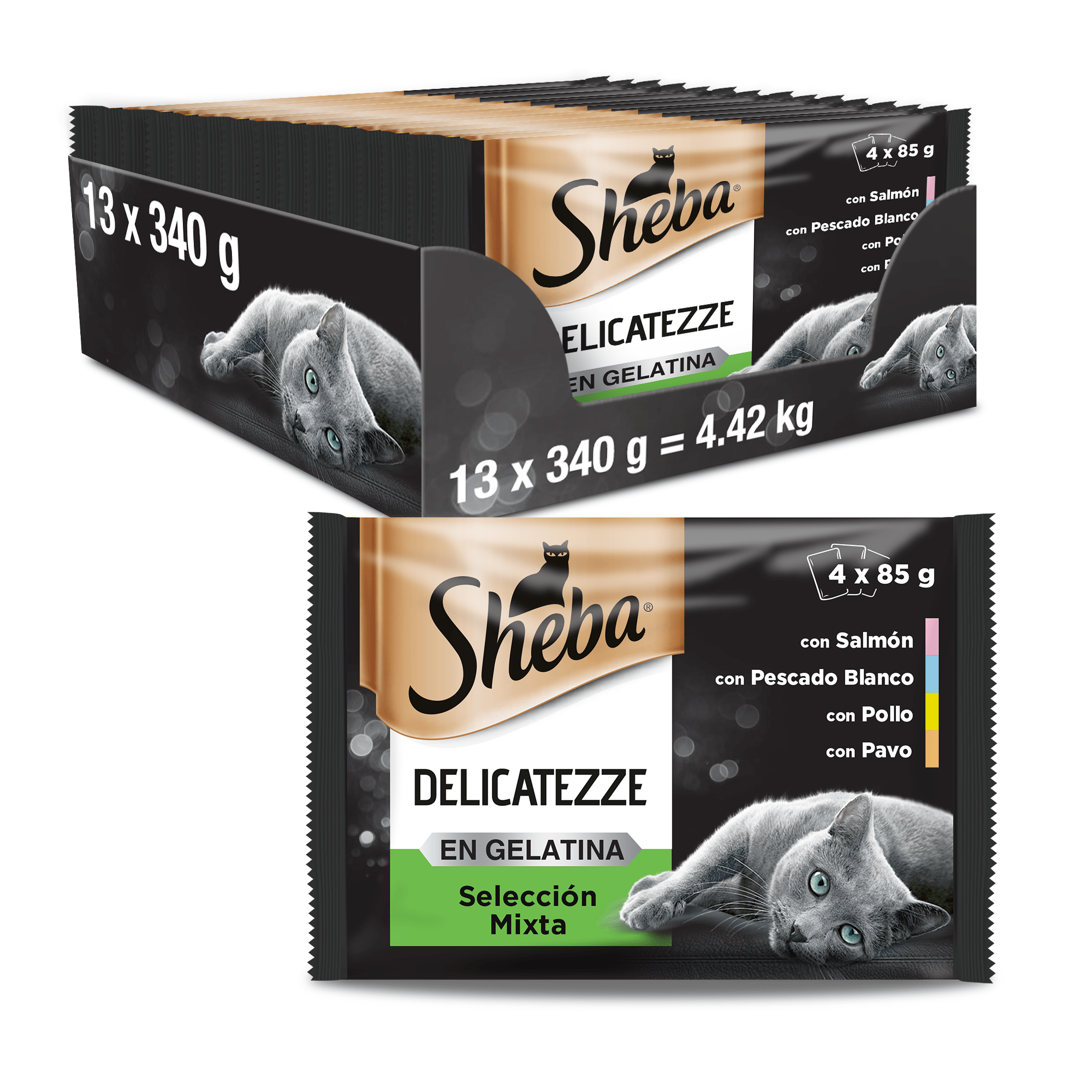 TEMU Sheba Comida Húmeda para Gatos Selección en Gelatina, Multipack (13 cajas x 4 sobres x 85g)