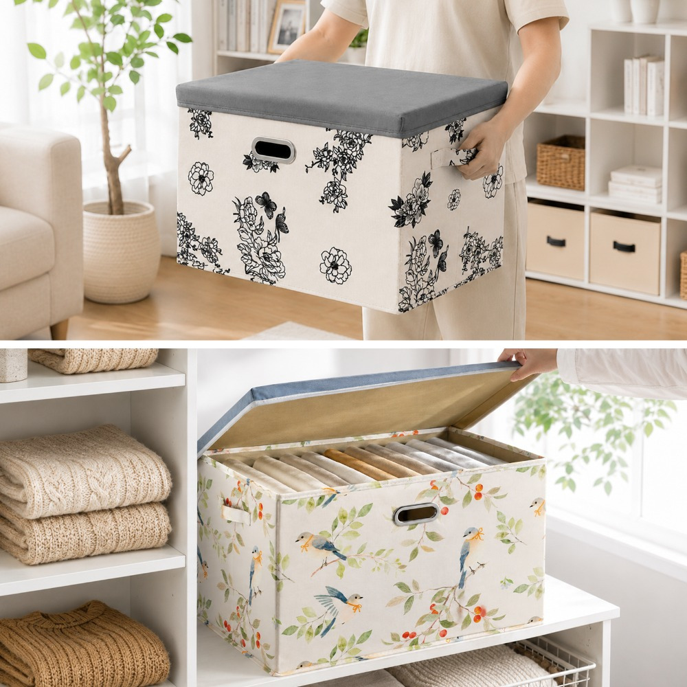 Durable Design Storage Boxes with Wooden Boards