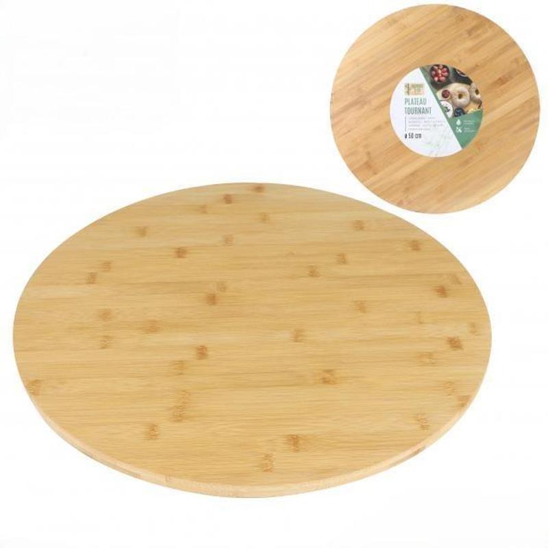 bamboo round rotating tray 50cm natural lazy susan turntable serving platter dining table organizer