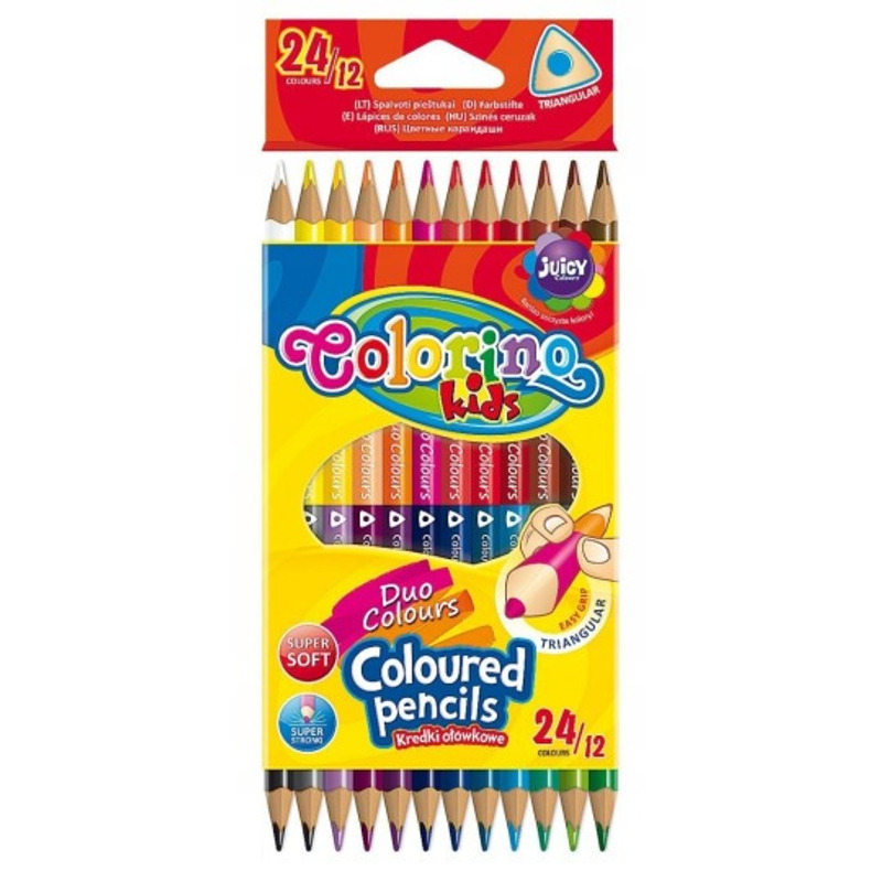 Image of Triangular Colored Pencils, 12pcs / 24 Colors, Colorino