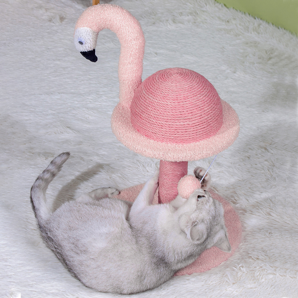 Pink Flamingo Cat Scratching Ball, Sisal Material Decorative Display