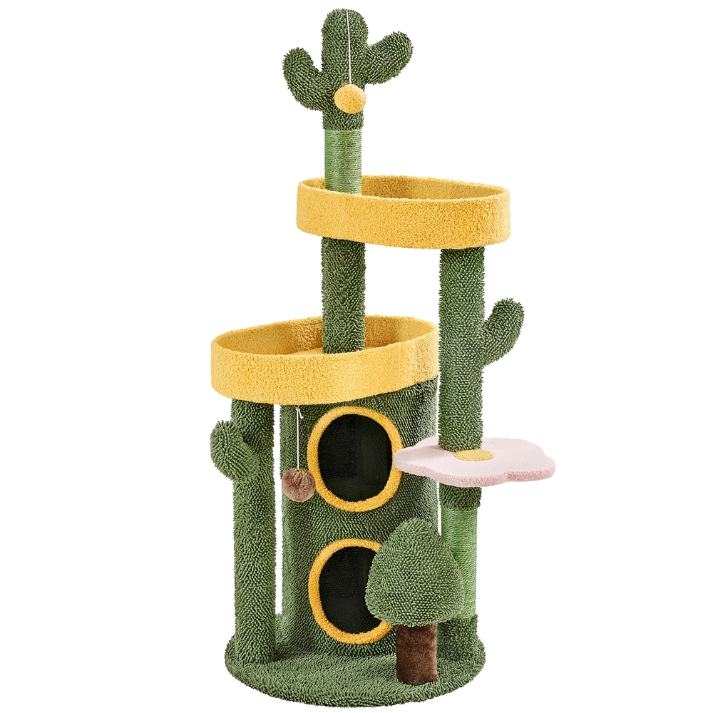 

Yaheetech Cactus-shaped Scratching Tree Theme Tree Climbing Tree For 2- With 2 Platforms & 2 Caves