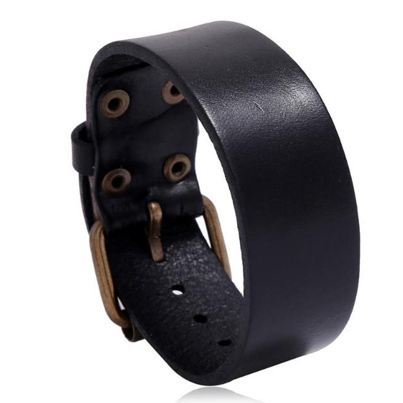 Image of Simple Adjustable Black Cowhide Leather Bracelet For The Wrist, Fashionable Jewelry, Suitable For Everyday And Evening Outfits, A Statement Accessory For Your Wardrobe, Stylish Look, Any Attire