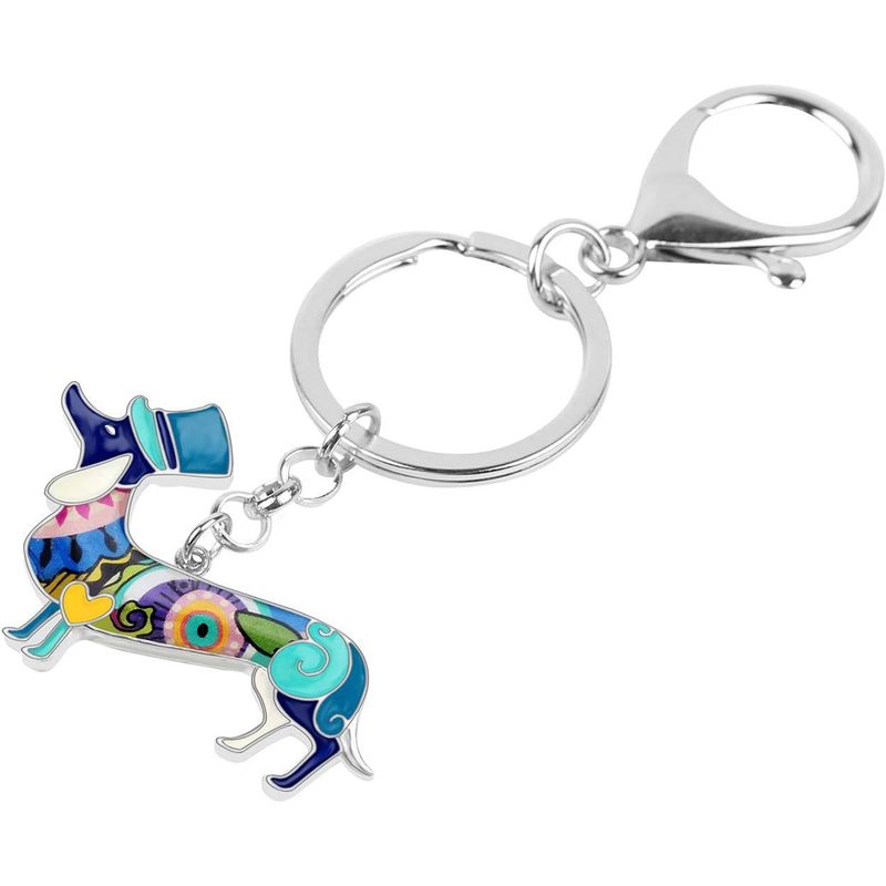 Dachshund Dog Enamel Key Chain Alloy Metal Bag Car Charm Jewelry for Women Girls