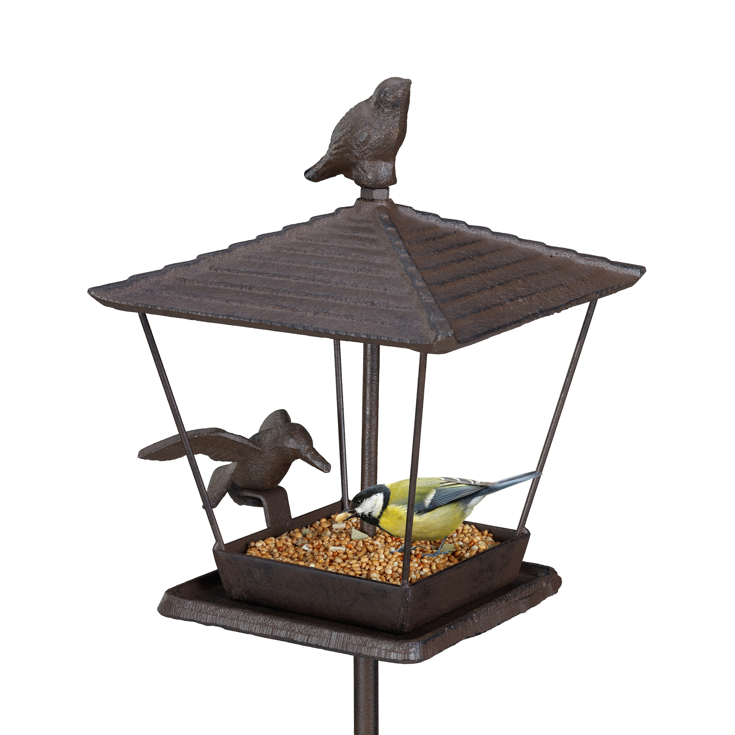 Image of [birdhouse, , Cast Iron, 115 X 15 X 16 Cm, Brown, , Decorative Birds, Feeding Station, Garden, Lawn And Flower Bed, Wild Bird Station, Birdhouse, Feeder, Relaxdays]