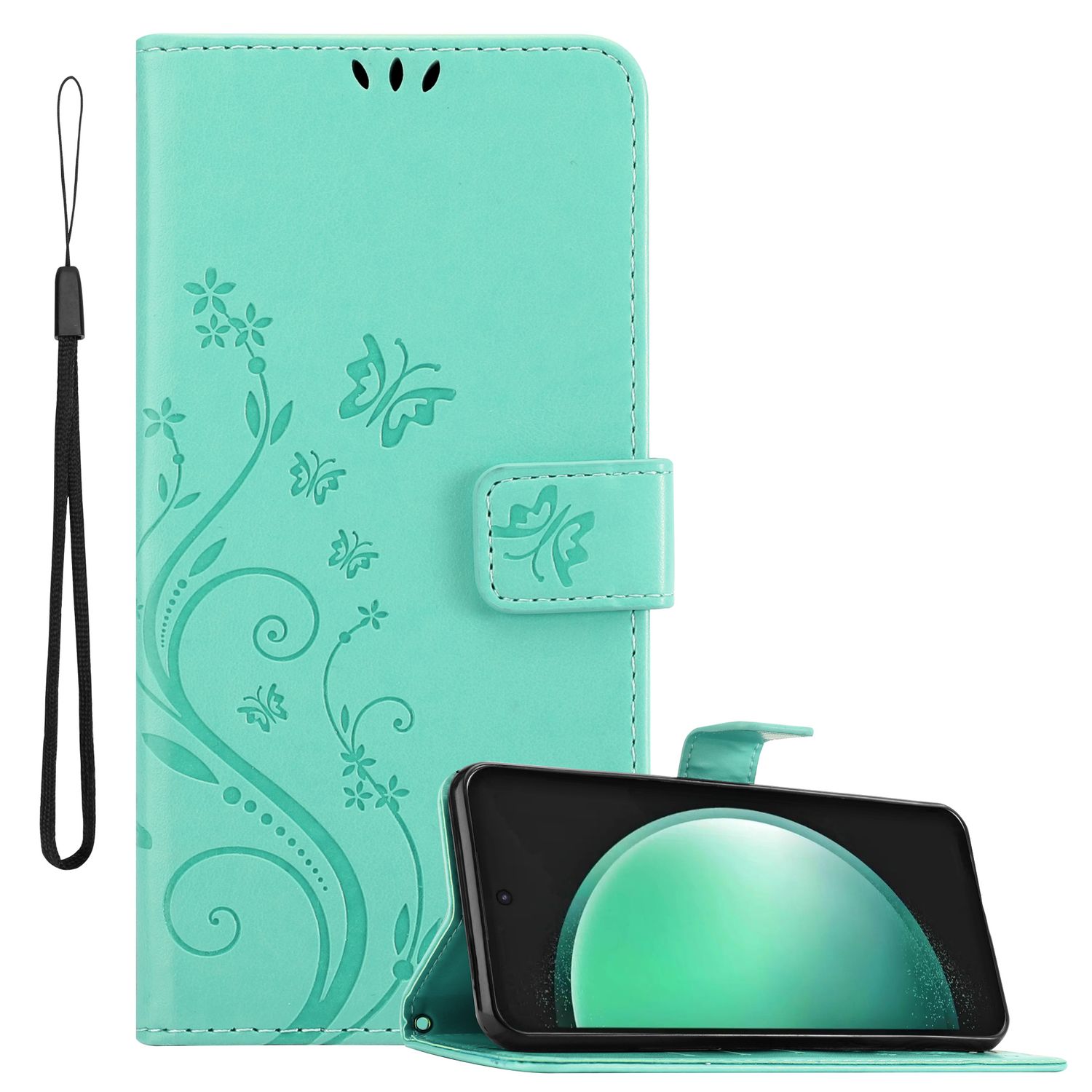 Image of Case Compatible For Galaxy S24 Fe Protective Case In With Magnetic Closure, Stand Function And Card Slots Flip Case Flower Cover Case Mobile Phone Flip Case Book Bag