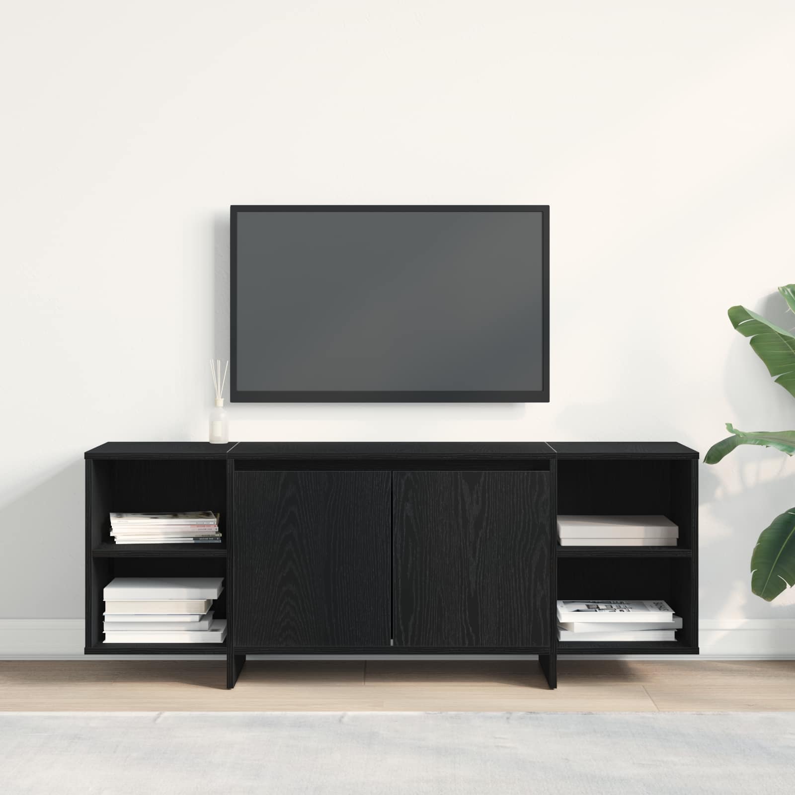 Image of Vidaxl Tv Cabinet 130 X 35 X 50 Oak Wood Material, Modern Tv Stand, Rectangular Media Unit, , Practical Storage Space