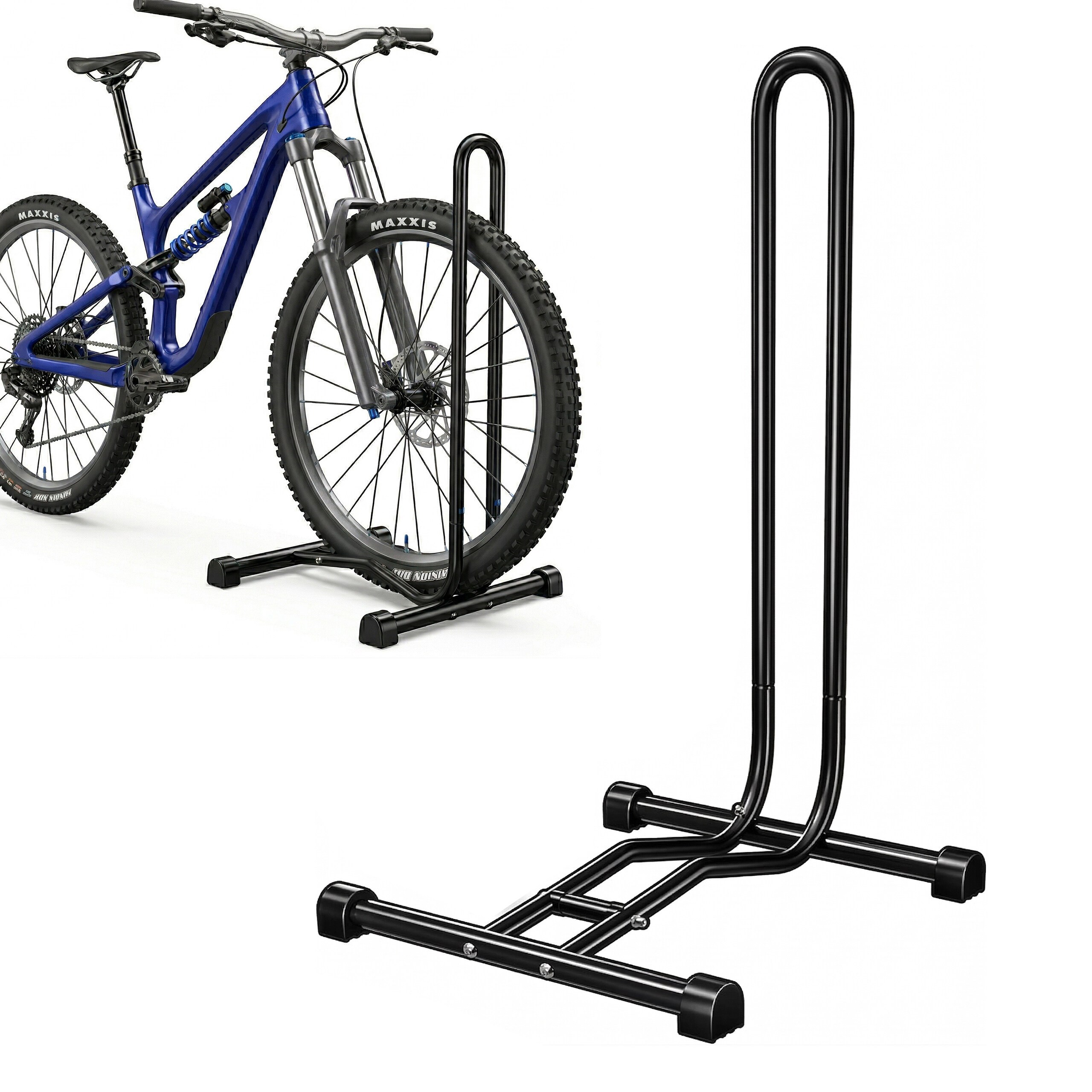 TEMU Bicycle Stand Floor, Steel-plastic, 76 X 38 X 46 Cm, Black, For Tires 26-29 Inches And Up To 2.5 Inches Width, Slip-resistant Feet, For Garage,