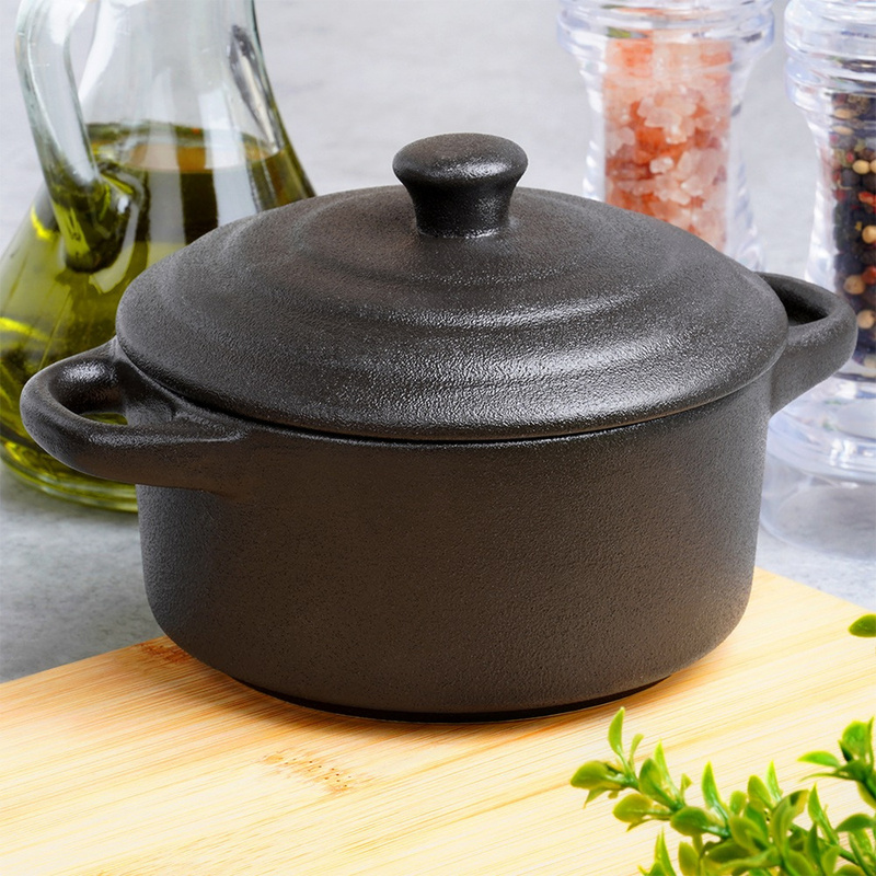 TEMU Porcelain Baking Dish With A Lid, 450 Ml, Ideal For Baking Sweet And Dishes, Functional Mold With Handles, Resistant To High Temperatures,
