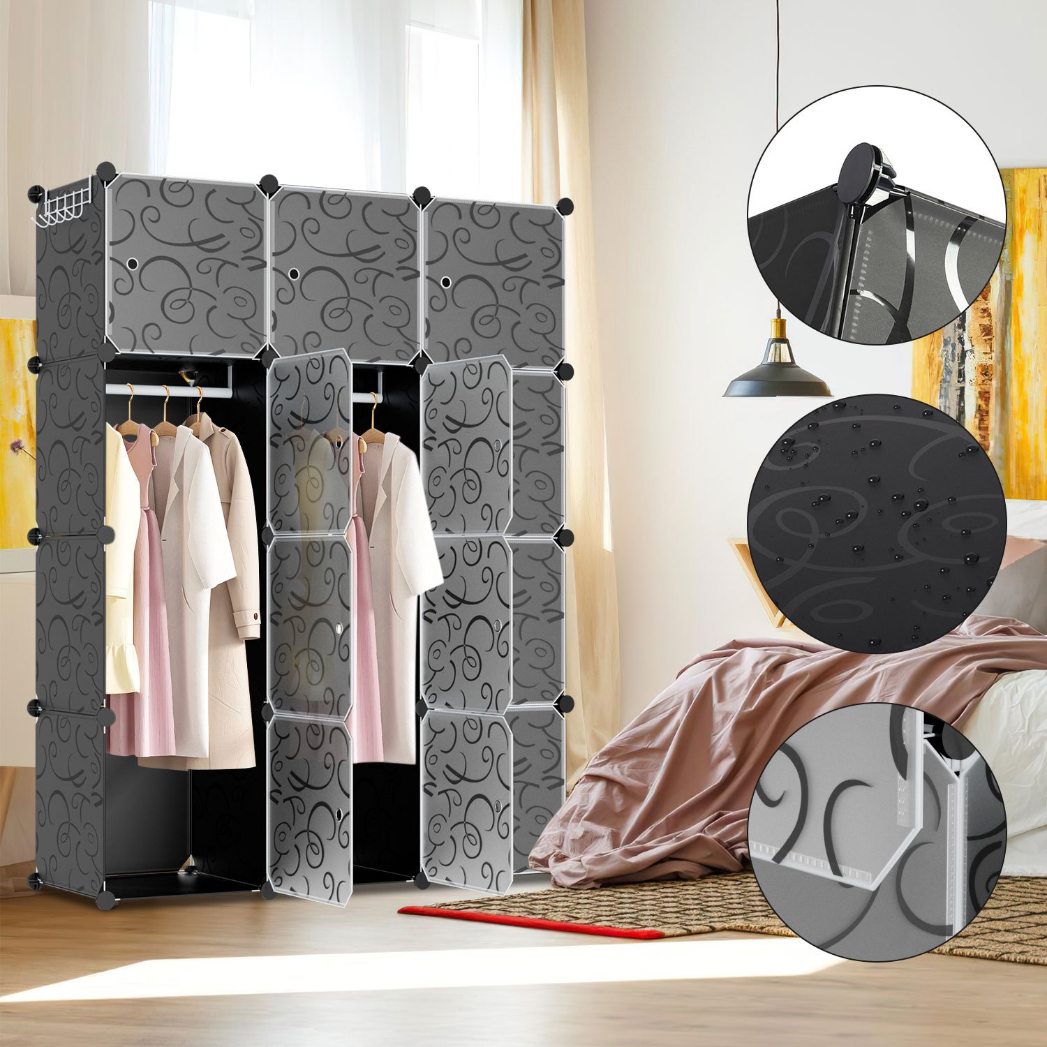 

1pc Étagère de garde-robe à 12/16/20 boîtes, rangement multifonctionnel pour vêtements, placard, armoire, PP plastique, pour chambre à coucher